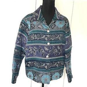 VTG White‎ Stag Womens S Tapestry Blazer Jacket Floral 90s Cottage Grandmacore